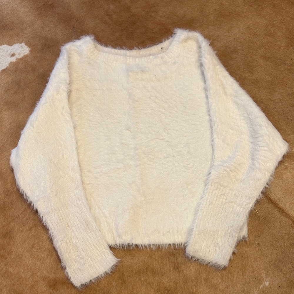 Cozy White Fuzzy Sweater